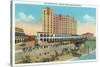 Galveston, Texas - Exterior View of the Buccaneer Hotel from Seawall Blvd and the Beach, c.1947-Lantern Press-Stretched Canvas