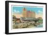 Galveston, Texas - Exterior View of the Buccaneer Hotel from Seawall Blvd and the Beach, c.1947-Lantern Press-Framed Art Print