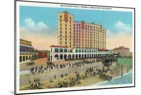 Galveston, Texas - Exterior View of the Buccaneer Hotel from Seawall Blvd and the Beach, c.1947-Lantern Press-Mounted Art Print