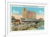 Galveston, Texas - Exterior View of the Buccaneer Hotel from Seawall Blvd and the Beach, c.1947-Lantern Press-Framed Premium Giclee Print