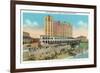 Galveston, Texas - Exterior View of the Buccaneer Hotel from Seawall Blvd and the Beach, c.1947-Lantern Press-Framed Premium Giclee Print