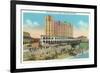 Galveston, Texas - Exterior View of the Buccaneer Hotel from Seawall Blvd and the Beach, c.1947-Lantern Press-Framed Premium Giclee Print