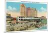 Galveston, Texas - Exterior View of the Buccaneer Hotel from Seawall Blvd and the Beach, c.1947-Lantern Press-Mounted Premium Giclee Print