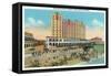 Galveston, Texas - Exterior View of the Buccaneer Hotel from Seawall Blvd and the Beach, c.1947-Lantern Press-Framed Stretched Canvas