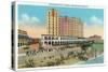 Galveston, Texas - Exterior View of the Buccaneer Hotel from Seawall Blvd and the Beach, c.1947-Lantern Press-Stretched Canvas