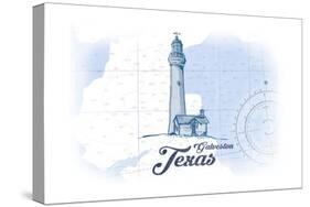 Galveston, Texas - Lighthouse - Blue - Coastal Icon-Lantern Press-Stretched Canvas