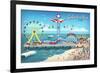 Galveston, Texas - Retro Pier-Lantern Press-Framed Art Print