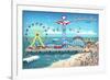 Galveston, Texas - Retro Pier-Lantern Press-Framed Premium Giclee Print