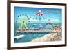 Galveston, Texas - Retro Pier-Lantern Press-Framed Premium Giclee Print