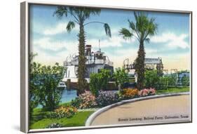 Galveston, Texas - View of the Bolivar Ferry and its Scenic Landing, c.1945-Lantern Press-Framed Art Print