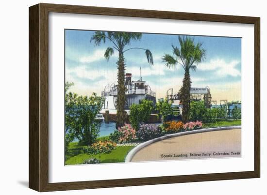 Galveston, Texas - View of the Bolivar Ferry and its Scenic Landing, c.1945-Lantern Press-Framed Art Print