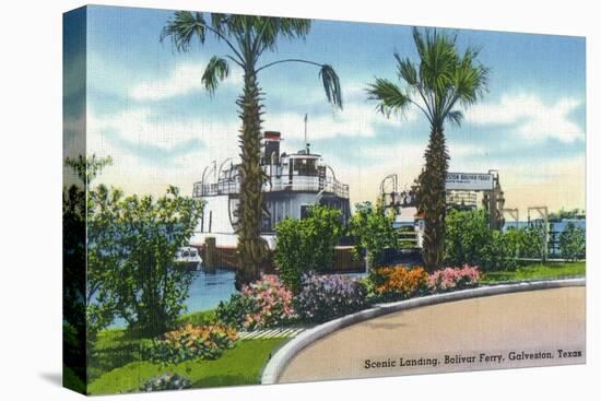 Galveston, Texas - View of the Bolivar Ferry and its Scenic Landing, c.1945-Lantern Press-Stretched Canvas