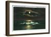 Galveston, Texas - View of the Gulf of Mexico from the Beach in the Moonlight, c.1947-Lantern Press-Framed Art Print