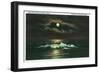 Galveston, Texas - View of the Gulf of Mexico from the Beach in the Moonlight, c.1947-Lantern Press-Framed Art Print