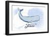 Galveston, Texas - Whale - Blue - Coastal Icon-Lantern Press-Framed Art Print