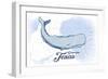 Galveston, Texas - Whale - Blue - Coastal Icon-Lantern Press-Framed Art Print