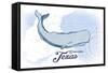 Galveston, Texas - Whale - Blue - Coastal Icon-Lantern Press-Framed Stretched Canvas