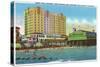 Galveston, Tx - Exterior View of the Buccaneer Hotel, Murdoch's Bath House, Beach Front, c.1947-Lantern Press-Stretched Canvas