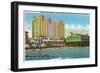 Galveston, Tx - Exterior View of the Buccaneer Hotel, Murdoch's Bath House, Beach Front, c.1947-Lantern Press-Framed Art Print