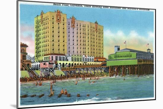 Galveston, Tx - Exterior View of the Buccaneer Hotel, Murdoch's Bath House, Beach Front, c.1947-Lantern Press-Mounted Art Print