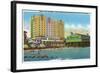 Galveston, Tx - Exterior View of the Buccaneer Hotel, Murdoch's Bath House, Beach Front, c.1947-Lantern Press-Framed Art Print