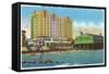 Galveston, Tx - Exterior View of the Buccaneer Hotel, Murdoch's Bath House, Beach Front, c.1947-Lantern Press-Framed Stretched Canvas