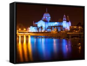 Galway Cathedral Lit Up Blue-rihardzz-Framed Stretched Canvas