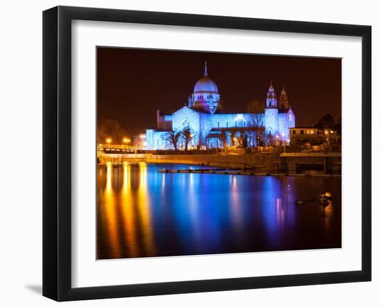 Galway Cathedral Lit Up Blue-rihardzz-Framed Photographic Print