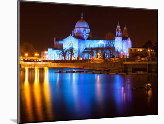Galway Cathedral Lit Up Blue-rihardzz-Mounted Photographic Print