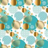 Gold and Pale Rose Abstract Leaves Seamless Pattern for Background, Wrapping Paper, Fabric on Blue-Galyna_P-Art Print