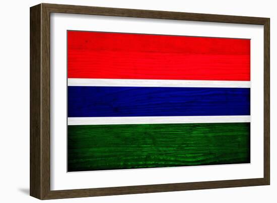 Gambia Flag Design with Wood Patterning - Flags of the World Series-Philippe Hugonnard-Framed Art Print