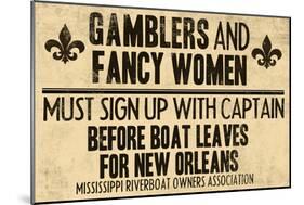 Gamblers and Fancy Women Sign Up Vintage New Orleans Poster-null-Mounted Poster