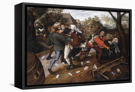 Gamblers Quarrelling-Pieter Brueghel the Younger-Framed Stretched Canvas