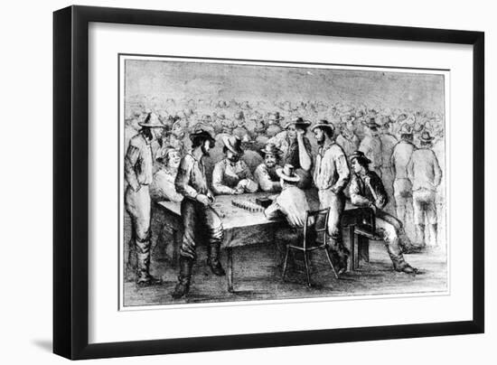 Gambling in the Mines, Monte, California, 19th Century-Britton & Rey-Framed Premium Giclee Print