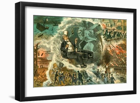 Gambling with Death, 1883-Bernard Gillam-Framed Premium Giclee Print