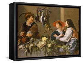 Game and Vegetable Sellers-Theodor Rombouts-Framed Stretched Canvas