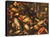 Game, Fish, Fruit and Vegetables in Baskets and Bowls in a Larder-Joachim Beuckelaer-Stretched Canvas