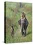 Game Guards Patrolling on Elephant Back, Kaziranga National Park, Assam State, India-Steve & Ann Toon-Stretched Canvas