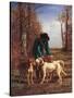 Game Keeper Stops Near His Dogs-Constant Troyon-Stretched Canvas