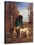 Game Keeper Stops Near His Dogs-Constant Troyon-Stretched Canvas