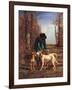 Game Keeper Stops Near His Dogs-Constant Troyon-Framed Art Print