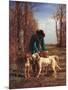 Game Keeper Stops Near His Dogs-Constant Troyon-Mounted Art Print