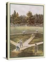 Game of Baseball in an Open Field Spectators Round the Perimeter-null-Stretched Canvas