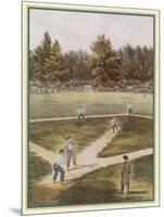 Game of Baseball in an Open Field Spectators Round the Perimeter-null-Mounted Art Print