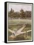 Game of Baseball in an Open Field Spectators Round the Perimeter-null-Framed Stretched Canvas