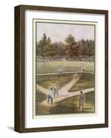 Game of Baseball in an Open Field Spectators Round the Perimeter-null-Framed Art Print