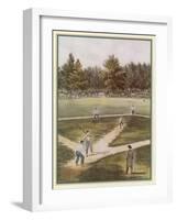 Game of Baseball in an Open Field Spectators Round the Perimeter-null-Framed Art Print