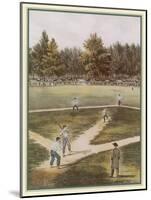 Game of Baseball in an Open Field Spectators Round the Perimeter-null-Mounted Art Print