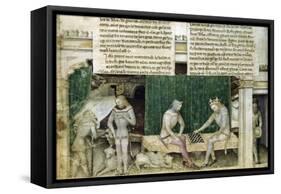 Game of Checkers, Miniature, France, 14th Century-null-Framed Stretched Canvas