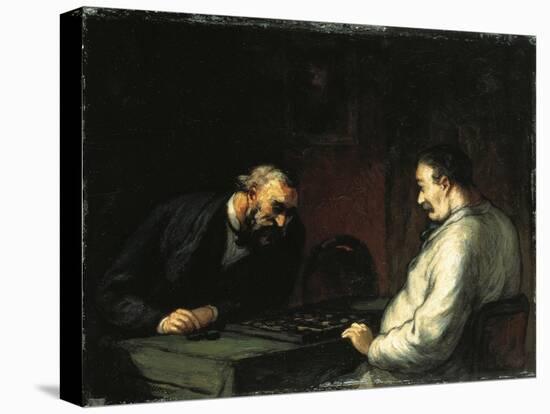 Game of Checkers-Honore Daumier-Stretched Canvas